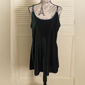 California Miss green velvet slip dress vintage sleeveless